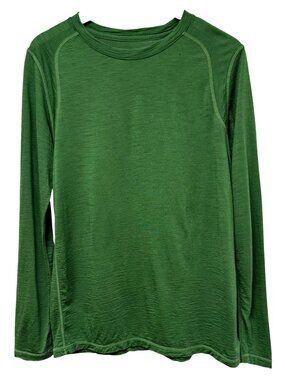 True North Merino Wool Tee Mens Small Green Crew Shirt Made Canada Long Sleeve